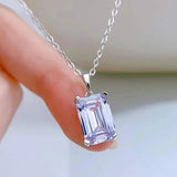 S925 Silver Necklace Geometric 8*12 Inlaid Pendant for Wedding