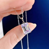 S925 Silver Necklace Geometric 8*12 Inlaid Pendant for Wedding