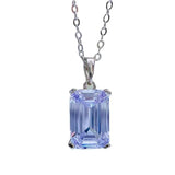 S925 Silver Necklace Geometric 8*12 Inlaid Pendant for Wedding