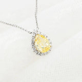 S925 Sterling Silver Yellow Drop Diamond Crystal Pendant Necklace
