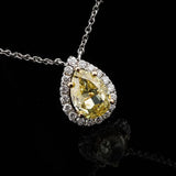 S925 Sterling Silver Yellow Drop Diamond Crystal Pendant Necklace