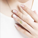 S925 Sterling Silver Yellow Drop Diamond Crystal Pendant Necklace
