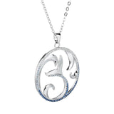 Wave CZ Necklace 925 Sterling Silver Chain Dolphin Tail Fin Necklaces
