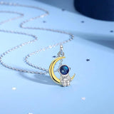 925 Silver Astronaut Moon Pendant Chain Necklace for Couple Gift
