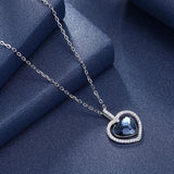 925 Silver Heart Necklace with Crystals