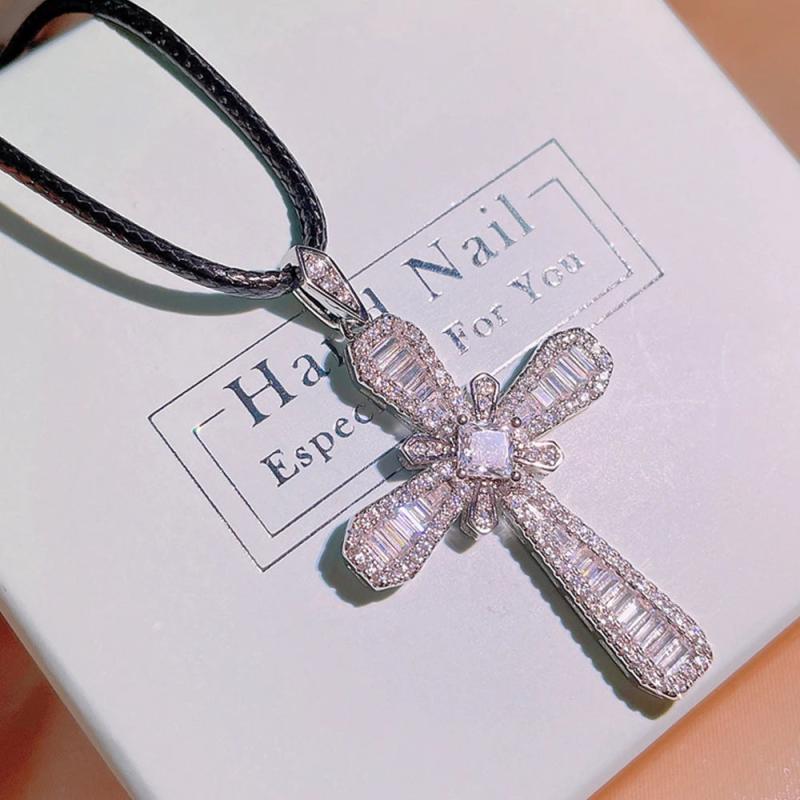 Hip-hop Cross Necklace Zircon Jewelry Vintage Gift Party