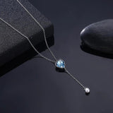 Crystal Heart Pearl Pendants Necklaces 925 Silver Wedding Jewelry
