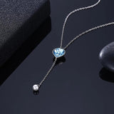 Crystal Heart Pearl Pendants Necklaces 925 Silver Wedding Jewelry