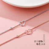 925 Sterling Silver Double-Layer Love Necklace for Modern Women