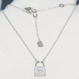 S925 Heart-Shaped Lock Necklace Crystal Diamond