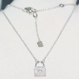 S925 Heart-Shaped Lock Necklace Crystal Diamond