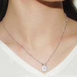 S925 Heart-Shaped Lock Necklace Crystal Diamond