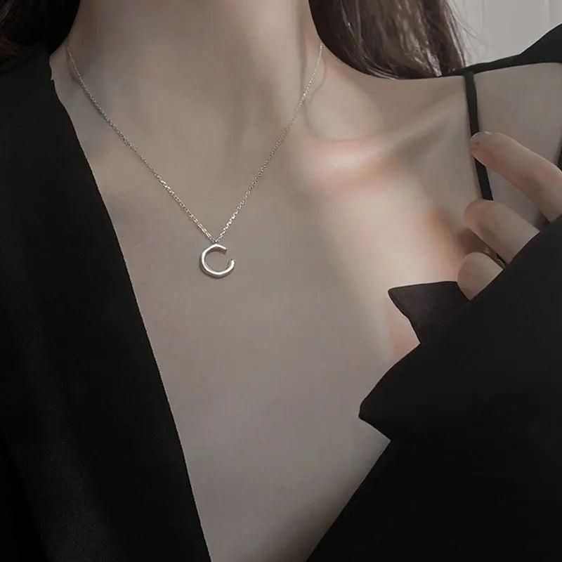 925 Silver Letter Necklace Clavicle Chain Jewelry for Women