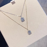 925 Silver Square Zirconia Necklace Geometric Shape Choker Gift