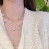 925 Silver Square Zirconia Necklace Geometric Shape Choker Gift