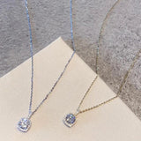 925 Silver Square Zirconia Necklace Geometric Shape Choker Gift