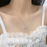 925 Silver Square Zirconia Necklace Geometric Shape Choker Gift