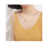 Sweet Red Cherry Pendant S925 Silver Necklace for Female Birthday