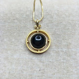 925 Silver Agate Pendant Necklace Retro Chalcedony Golden Jewelry