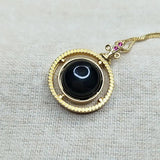 925 Silver Agate Pendant Necklace Retro Chalcedony Golden Jewelry
