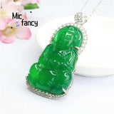 Green Chalcedony Agate Avalokitesvara Necklace Pendant