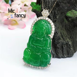 Green Chalcedony Agate Avalokitesvara Necklace Pendant