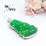 Green Chalcedony Agate Avalokitesvara Necklace Pendant
