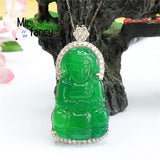 Green Chalcedony Agate Avalokitesvara Necklace Pendant