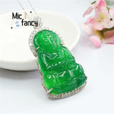 Green Chalcedony Agate Avalokitesvara Necklace Pendant