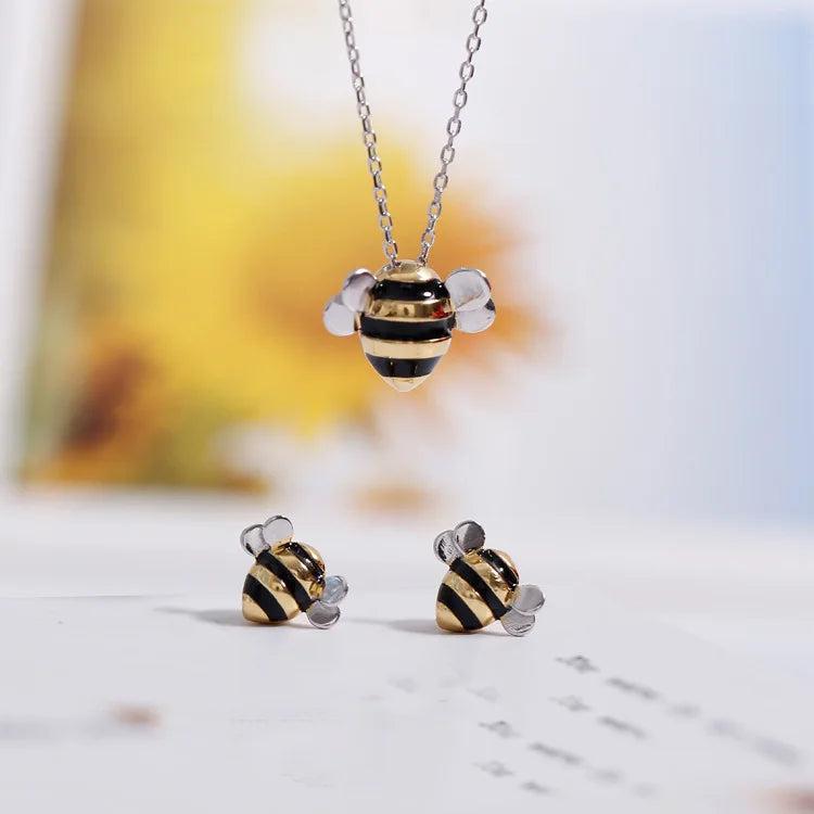 Bee Clavicle Chain Necklace, 925 Sterling Silver, Non-Fading