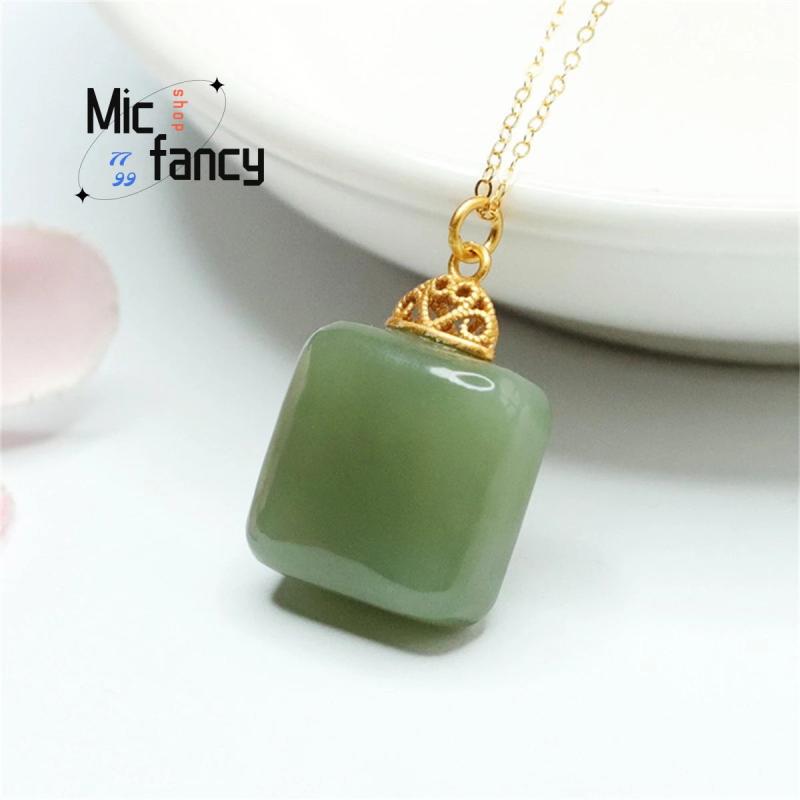 S925 Silver Hetian Yufang Wushi Pendant Necklace Ethnic Style Men Women Gift