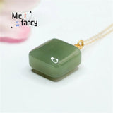S925 Silver Hetian Yufang Wushi Pendant Necklace Ethnic Style Men Women Gift