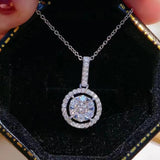 Moissanite Round Pendant Necklace for Women Girls