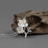 925 Silver Cherry Blossom Flower Pendant for Women