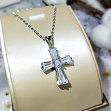 Rectangle Cross Necklace Zircon Collar Chain Girl Gift