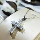 Rectangle Cross Necklace Zircon Collar Chain Girl Gift