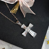 Rectangle Cross Necklace Zircon Collar Chain Girl Gift