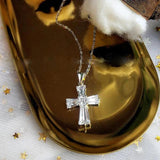 Rectangle Cross Necklace Zircon Collar Chain Girl Gift