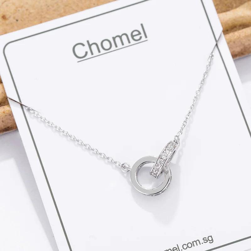 925 Silver Double Necklace Choker Ins Full Diamond Singapore Chomel Fine Jewelry