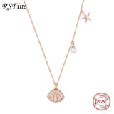 Starfish Shell Necklace 925 Sterling Silver Couple Lover For Women Fine Jewelry