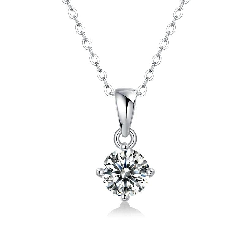 LAYA 925 Silver 0.5ct Moissanite Clavicle Chain Pendant Necklace