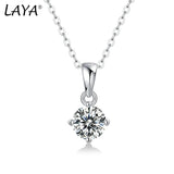 LAYA 925 Silver 0.5ct Moissanite Clavicle Chain Pendant Necklace