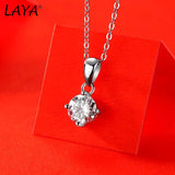 LAYA 925 Silver 0.5ct Moissanite Clavicle Chain Pendant Necklace