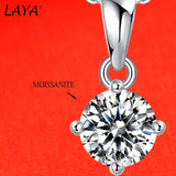 LAYA 925 Silver 0.5ct Moissanite Clavicle Chain Pendant Necklace