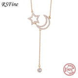 Star Moon 925 Silver Choker Necklace For Women