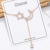 Star Moon 925 Silver Choker Necklace For Women