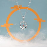 S925 Silver Necklace Lion Red Crystal Pendant Women Necklace