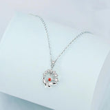 S925 Silver Necklace Lion Red Crystal Pendant Women Necklace