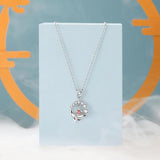 S925 Silver Necklace Lion Red Crystal Pendant Women Necklace