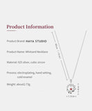 S925 Silver Necklace Lion Red Crystal Pendant Women Necklace